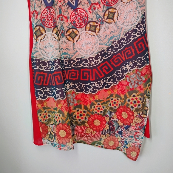 Desigual Tokyo Japan Shift Dress Womens 44 US XL Red Asymmetrical Art To Wear - Picture 4 of 12